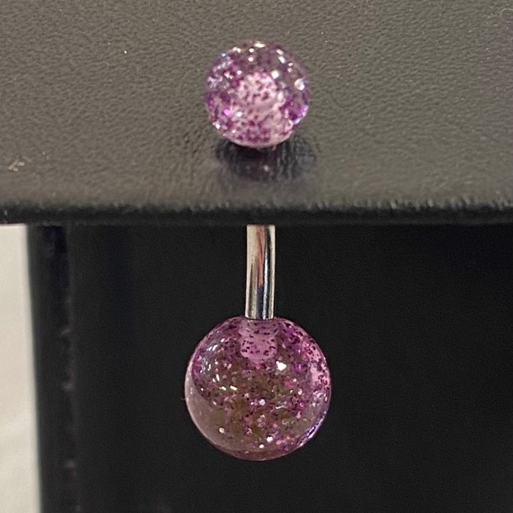 Purple Glitter Belly Button Ring